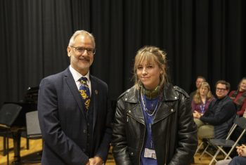 John Weeds from the Old Collyerians’ Association presented Grace Cummins with Creative Writing Prize.