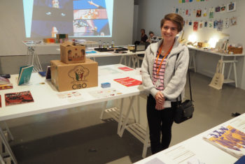 Felicia Zappulo at her graduation exhibition for Graphic Design