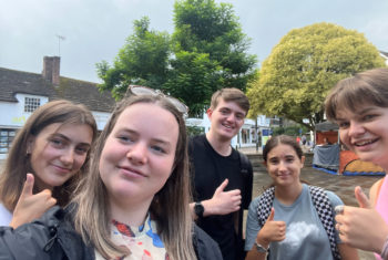 Collyer’s students celebrating their results in Horsham