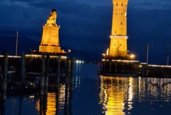 Harbour entrance into Lindau at night